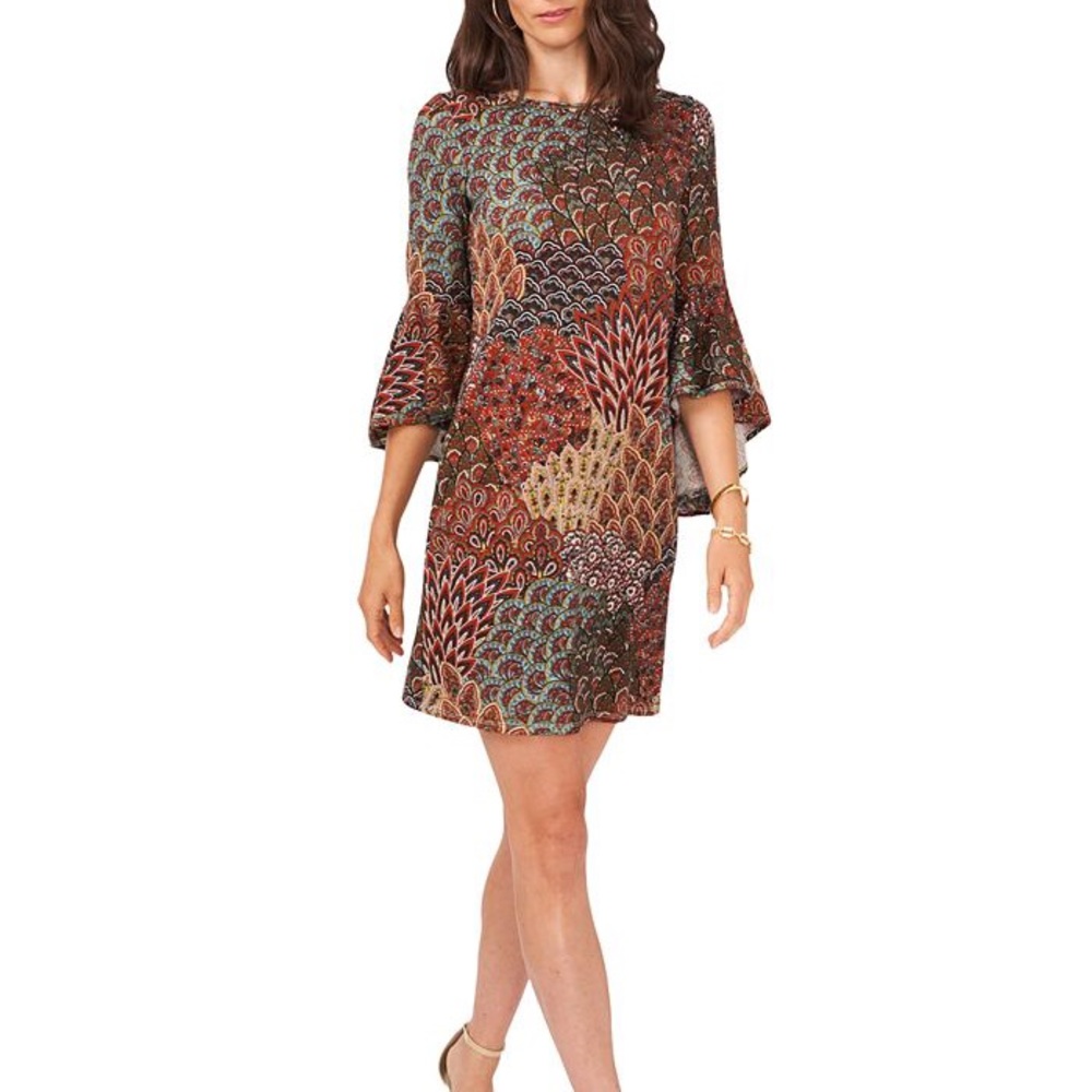 Peacock Bell Sleeved MSK Dress - Picture 8 of 8
